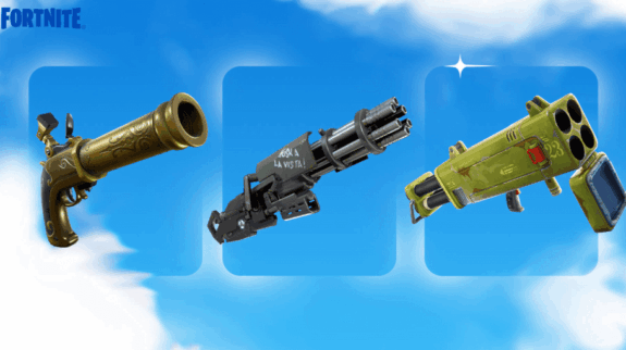 fortnite og flint knock pistol minigun and quad launcher