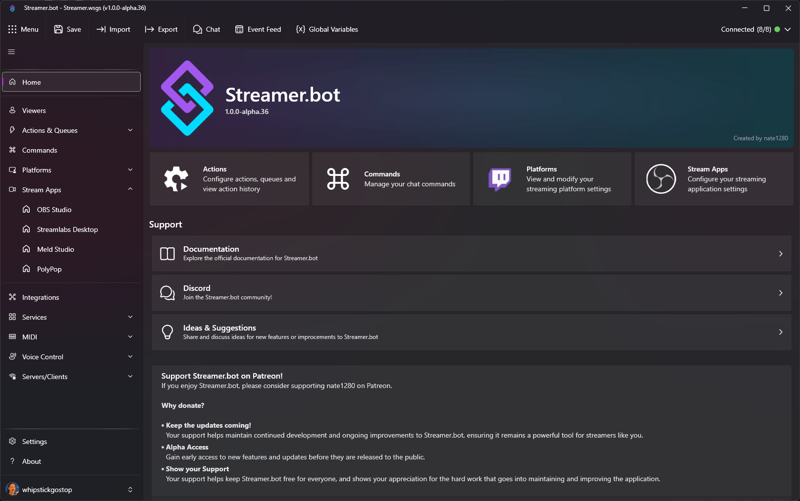 Streamer.bot 1.0 BETA: Kick-Integration, Dark Mode & mehr